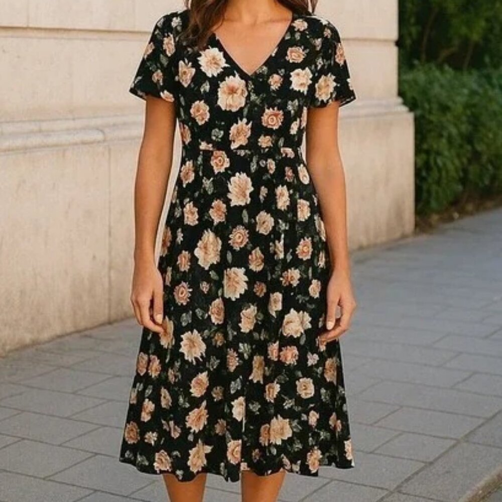 Torrid Black and Pink Floral Pullover Maxi Dress sz 3 size